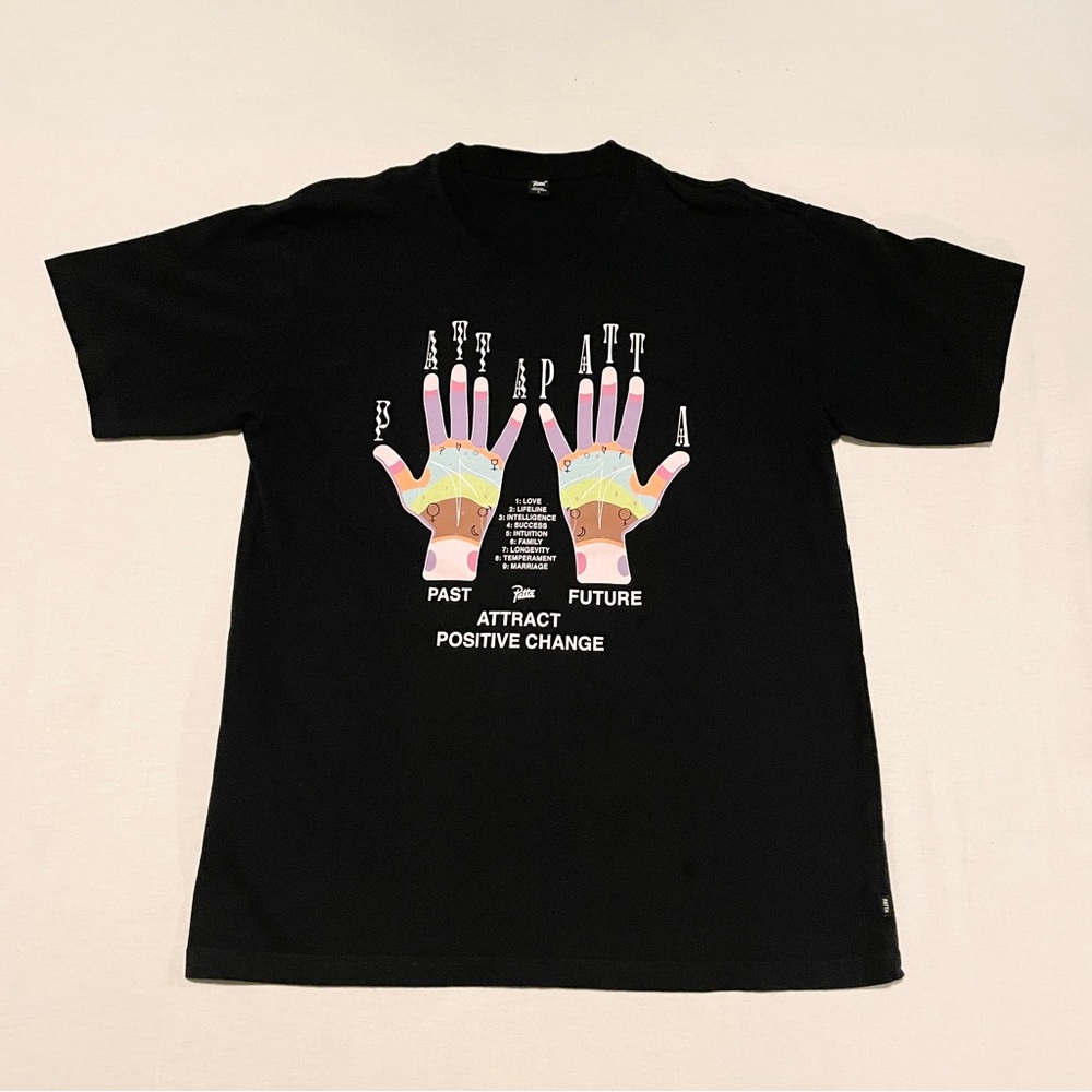 Patta Attract Positive Change Palmistry Graphic T-Shirt Black L Shirt